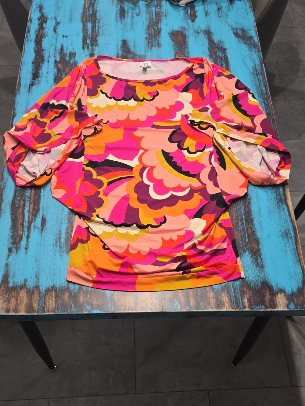 Trina Turk Multi-Color Abstract Scoop Neck Swim Coverup